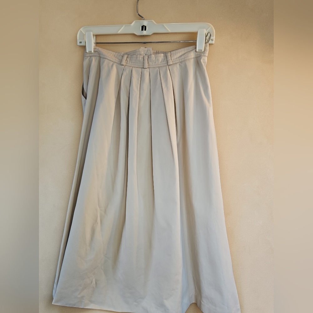 Vintage Bogner 100% Trevira Pleated Midi Skirt Size 8 Beige High Waist - Picture 4 of 7
